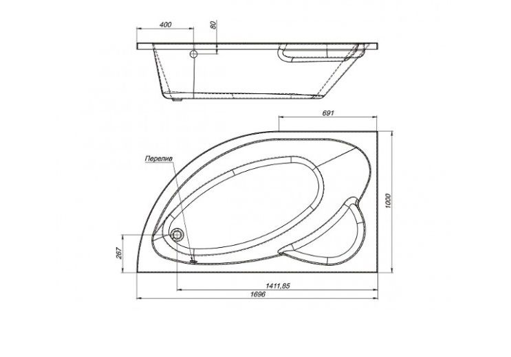 Приобрести mirsant акриловая ванна фанагория premium 170x100 см r