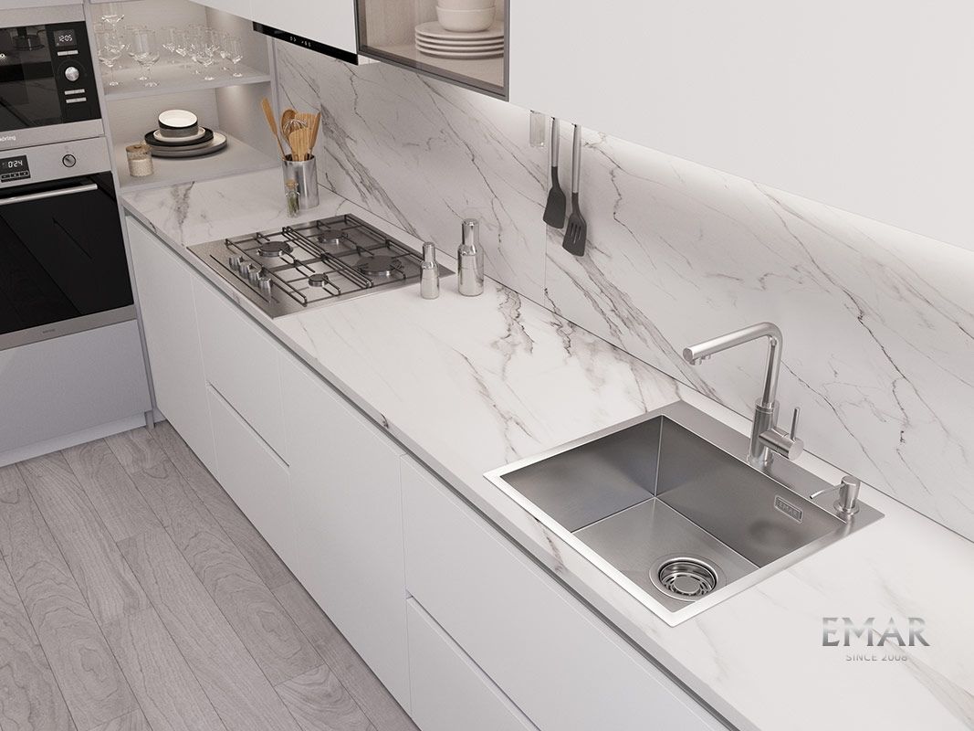 Приобрести emar кухонная мойка 50х50 см, сатин emb-117a pvd nano satine