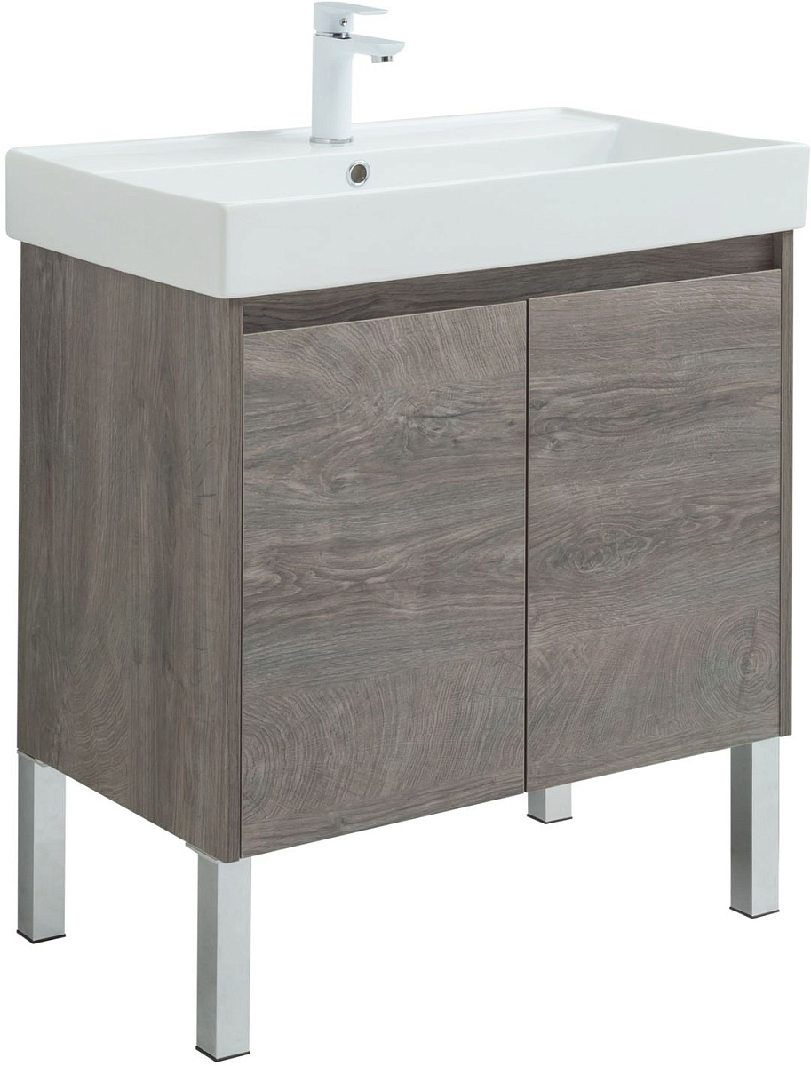 Приобрести aquanet тумба с раковиной nova lite 75 см,дуб рошелье (2 дверцы)