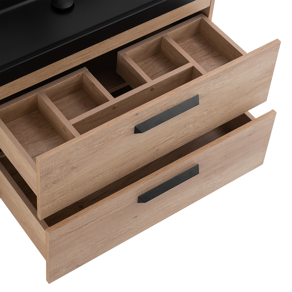 Приобрести belbagno тумба с раковиной aurora 80 см, подвесная rovere nebrasca nature, чёрная раковина