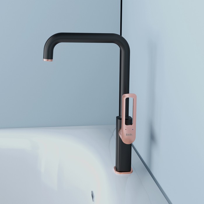 Приобрести iddis смеситель для кухни slide 370мм, черный матовый\бронза slibg00i05