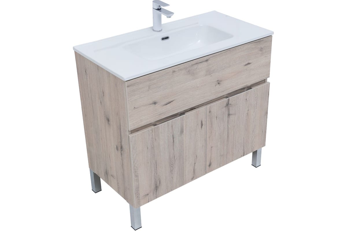 Приобрести aquanet тумба с раковиной алвита new 90 см, 1 ящик, 2 дверцы, дуб веллингтон белая