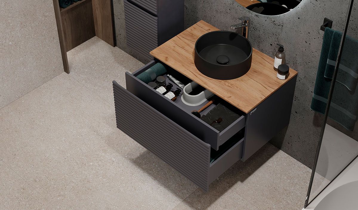 Приобрести jorno тумба подвесная cossety 80 см со столешницей, антрацит