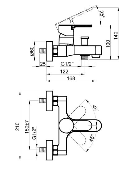 Приобрести смеситель для ванны azario tevis с коротким изливом, хром az-15490501