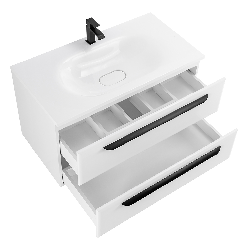 Приобрести cezares тумба подвесная с раковиной eco 75 bianco opaco, белая матовая eco-750-2c-so-bo