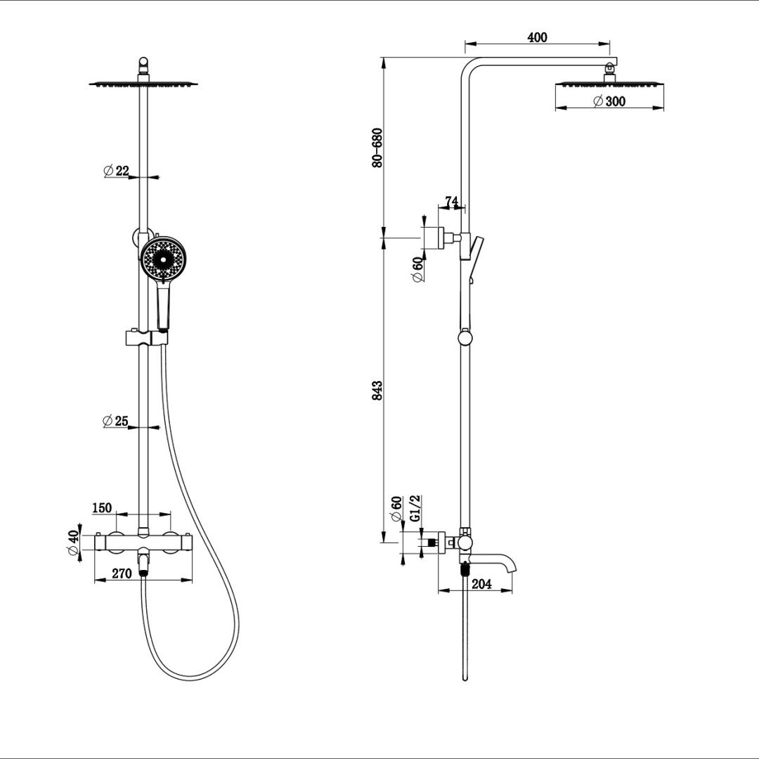 Приобрести душевая система с термостатом wonzon & woghand stick, темный графит (ww-88739903-bgm)
