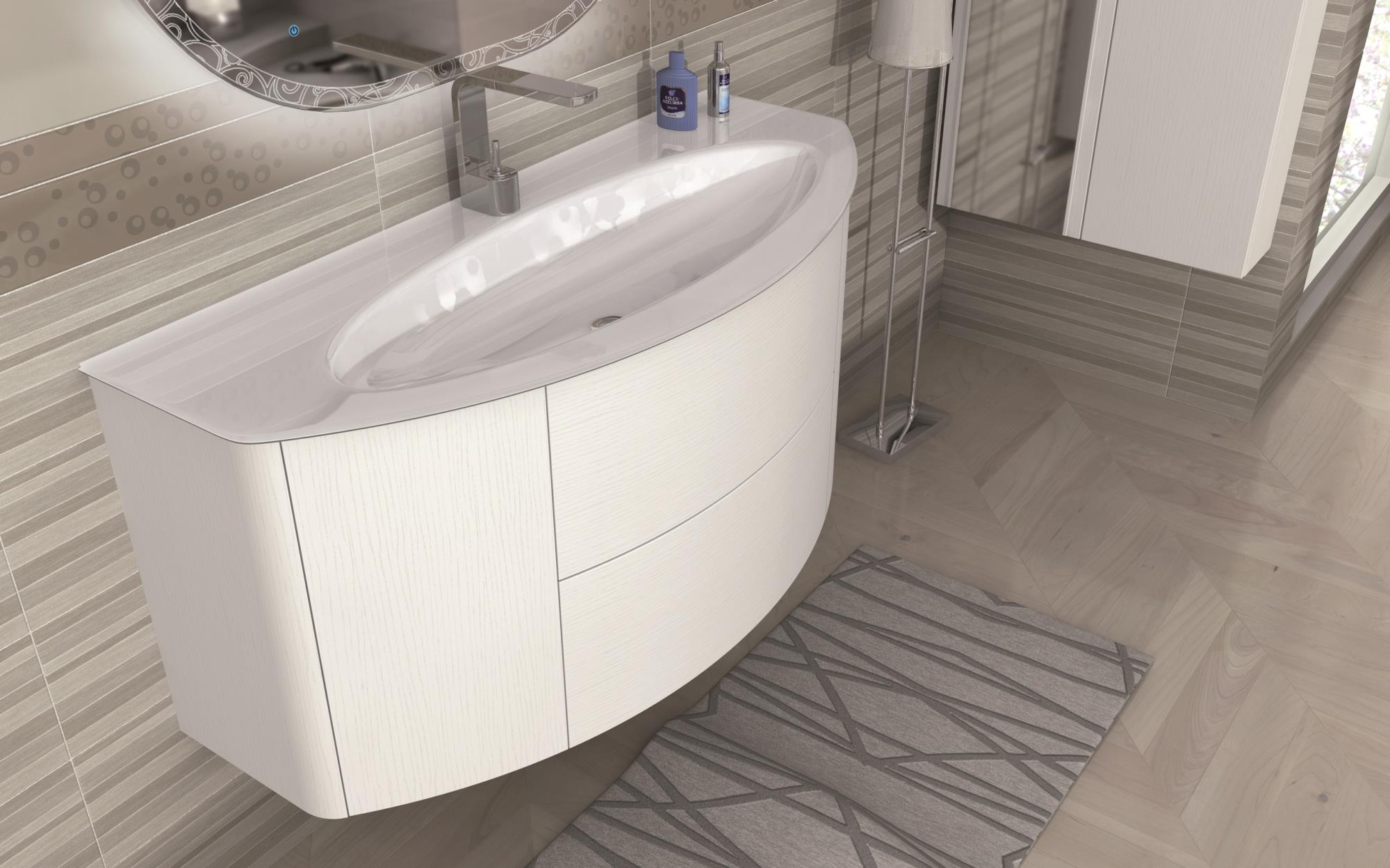 Приобрести cezares тумба подвесная с раковиной eden 121 см frassino bianco,стекло, светло серая 54418