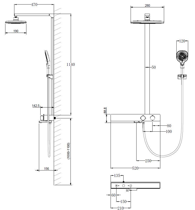 Приобрести vincea душевая стойка inspire, черная матовая vsfs-3i13tmb