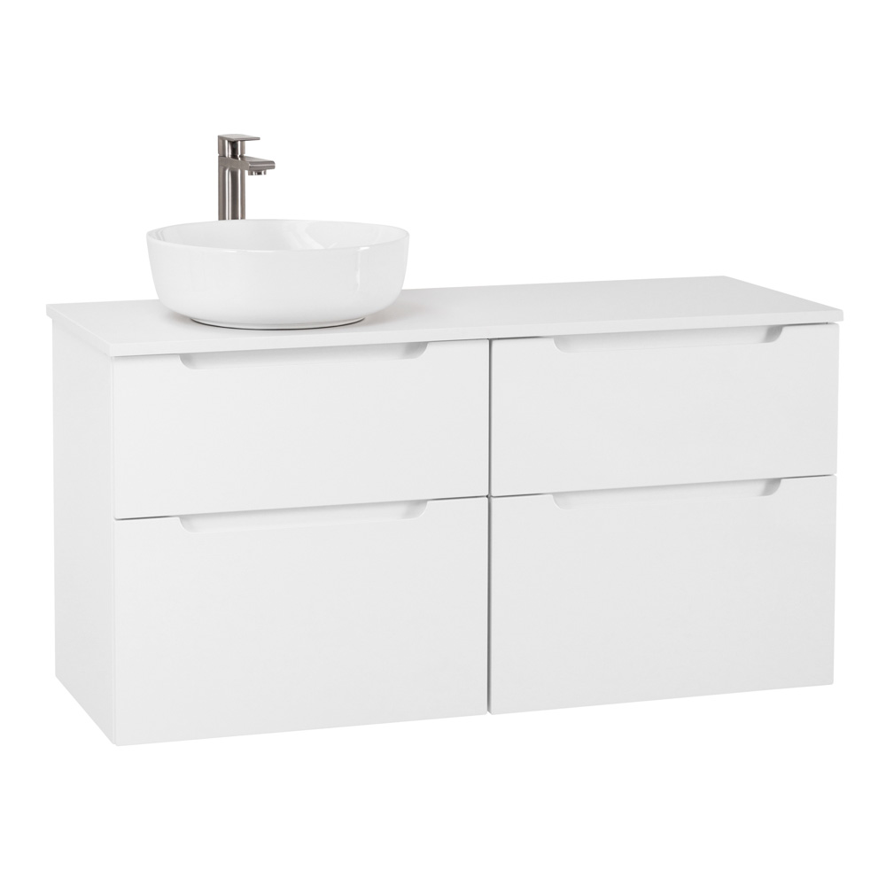 Приобрести belbagno тумба со столешницей etna-h60 120 см, подвесная bianco lucido, раковина слева