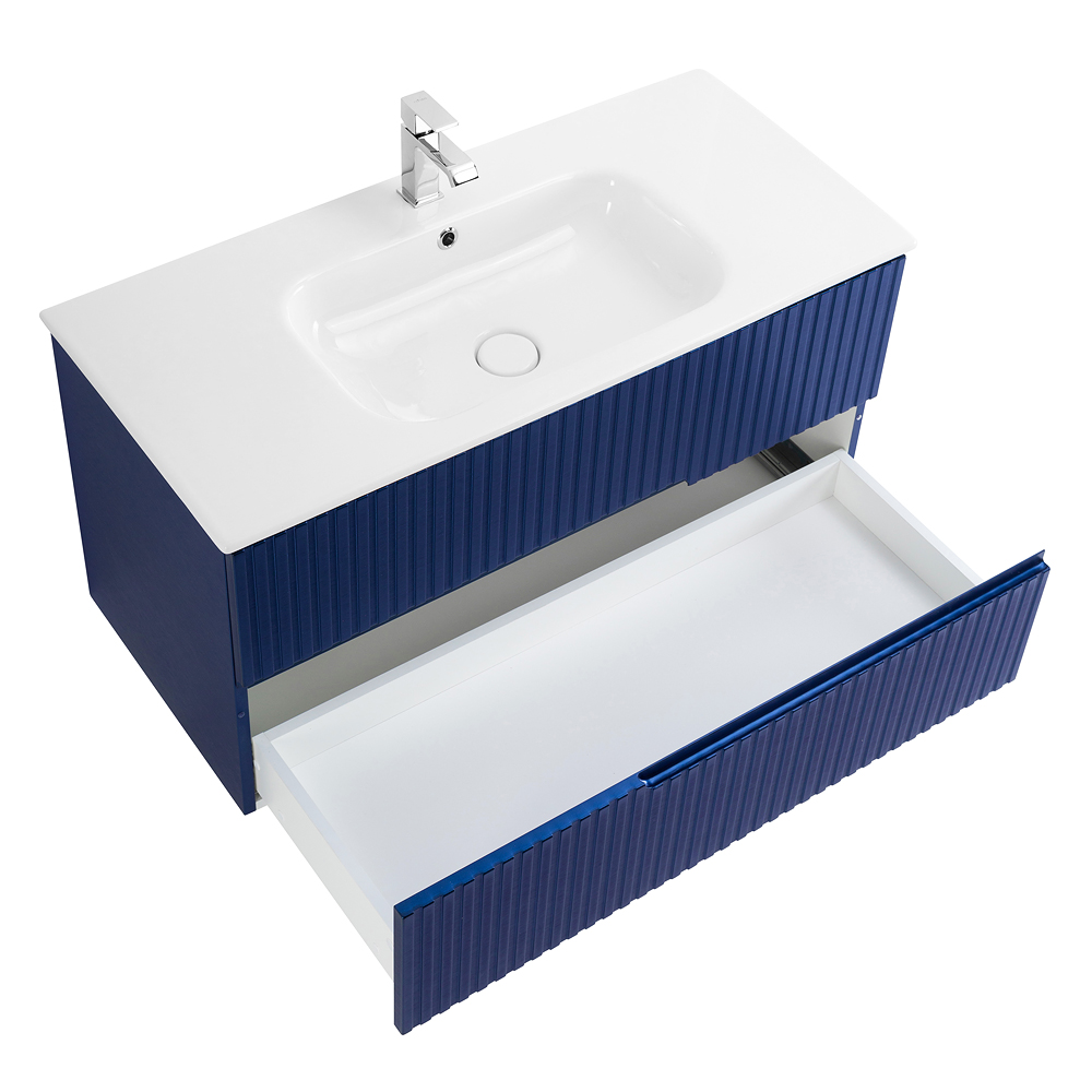 Приобрести cezares тумба подвесная с раковиной duet 100 см sapfiro, синяя duet-1000-2c-so-spf-p