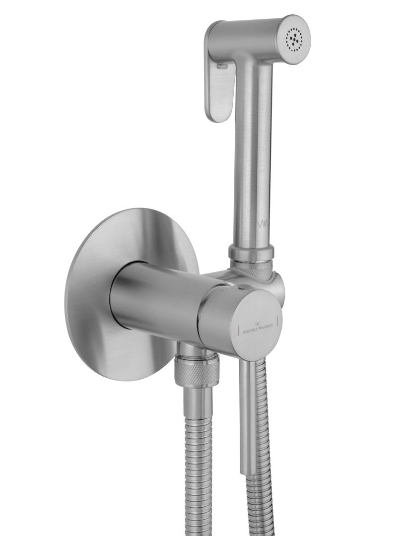 Приобрести смеситель с гигиеническим душем встраиваемый wonzon & woghand stick, брашированный никель (ww-88829902-bn)