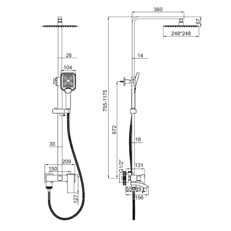 Приобрести gerhans душевая система к14, хром k19114