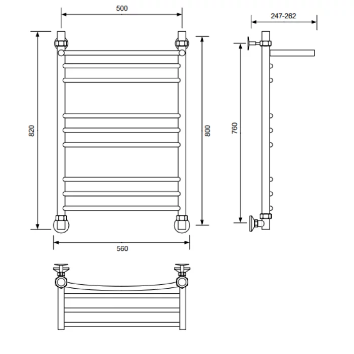 Приобрести veconi полотенцесушитель водяной nemi-b 50х80 см, хром n8050ch-b
