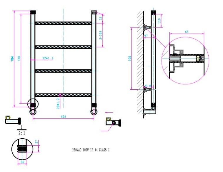 Приобрести boheme полотенцесушитель tradizionale 50х80 см, водяной, хром 710
