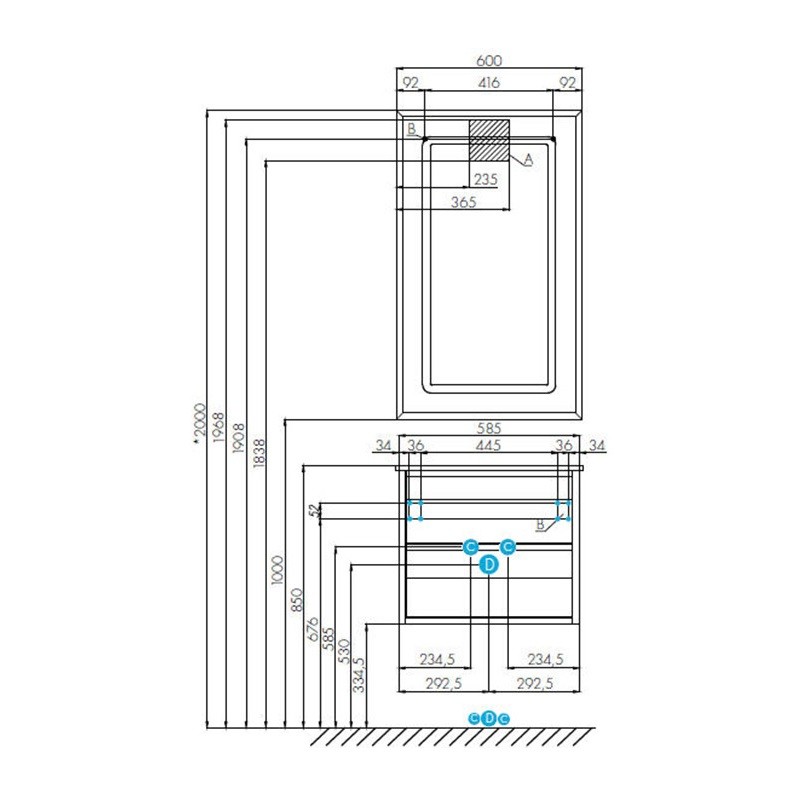 Приобрести тумба под раковину, подвесная акватон римини 60 см, белая 1a226601rn010 