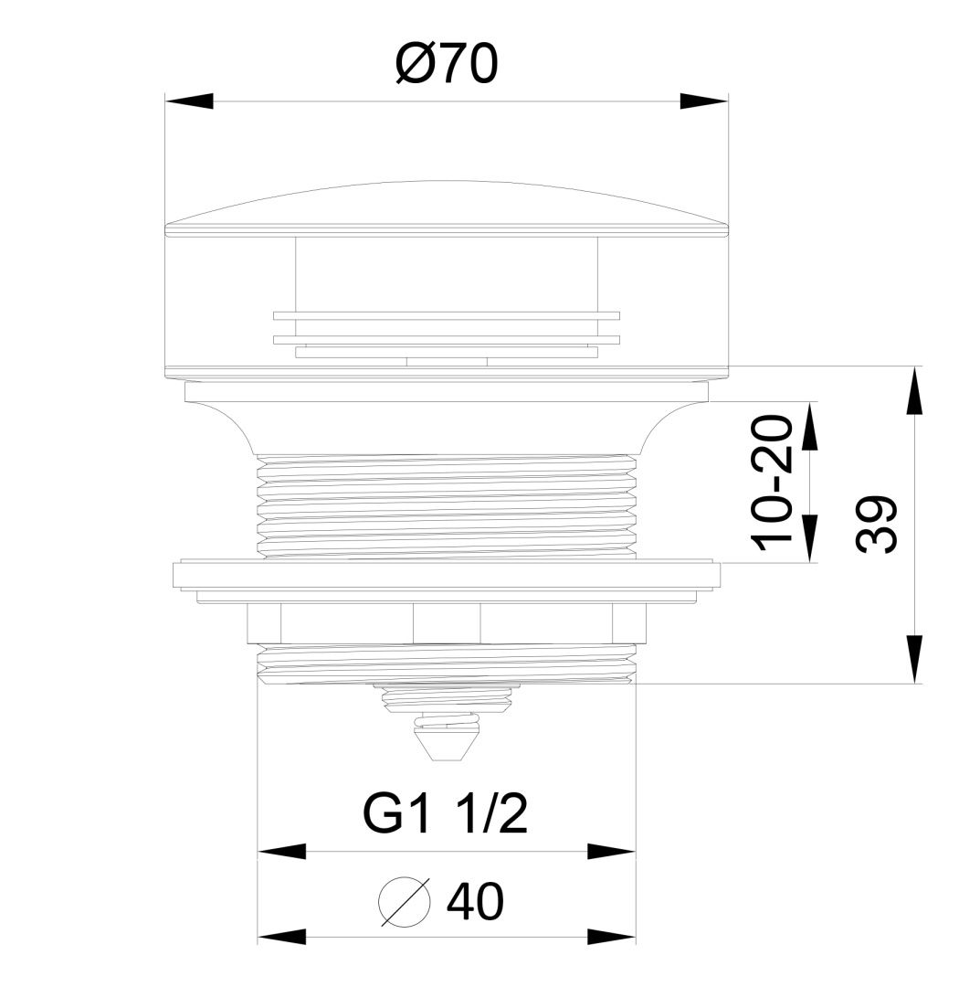 Приобрести донный клапан для ванны 1 1/2 wonzon & woghand, черный матовый (ww-ss105-mb)