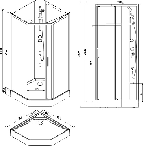 Приобрести aquanet душевая кабина passion p 2.0 90x90 см, прозрачное стекло