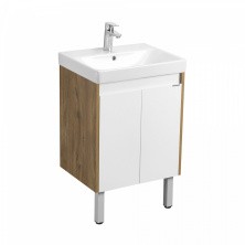 Акватон Тумба c раковиной Сканди 55 Doors универсальная, Белый/Дуб Рустикальный