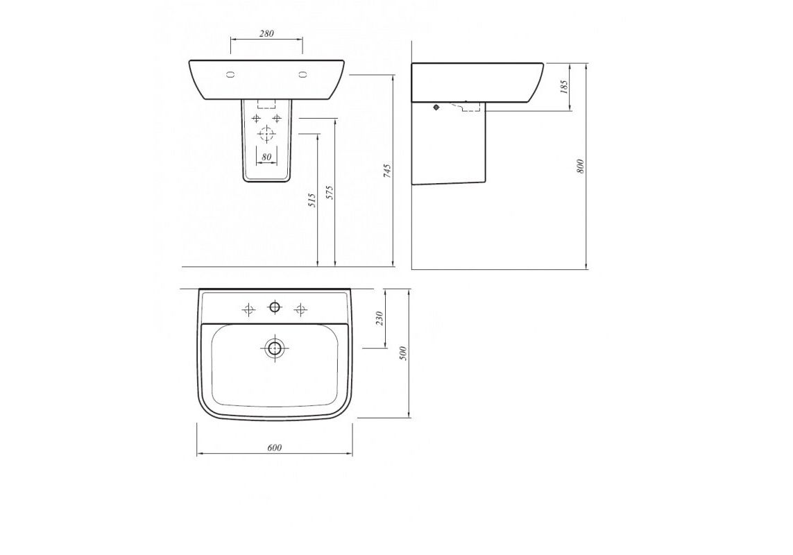 Приобрести раковина с полупьедесталом kale babel 60 см