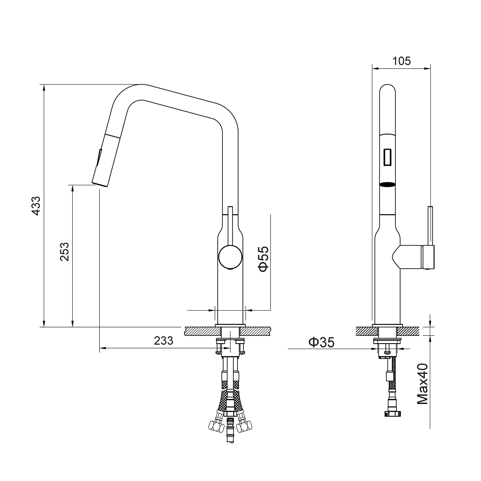 Приобрести смеситель для кухни с выдвижной лейкой timo saona 2386/03fl черный