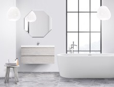 Cezares Тумба подвесная с раковиной MOLVENO 90 см Legno Bianco, светло серая MOLVENO-90-2C-SO-LB