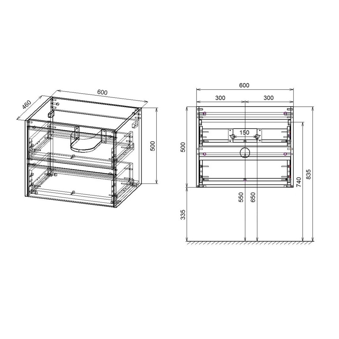 Приобрести vincea тумба подвесная gio 60 см, дуб табак с раковиной антрацит матовый vmc-2g600to;vbs-13980ma