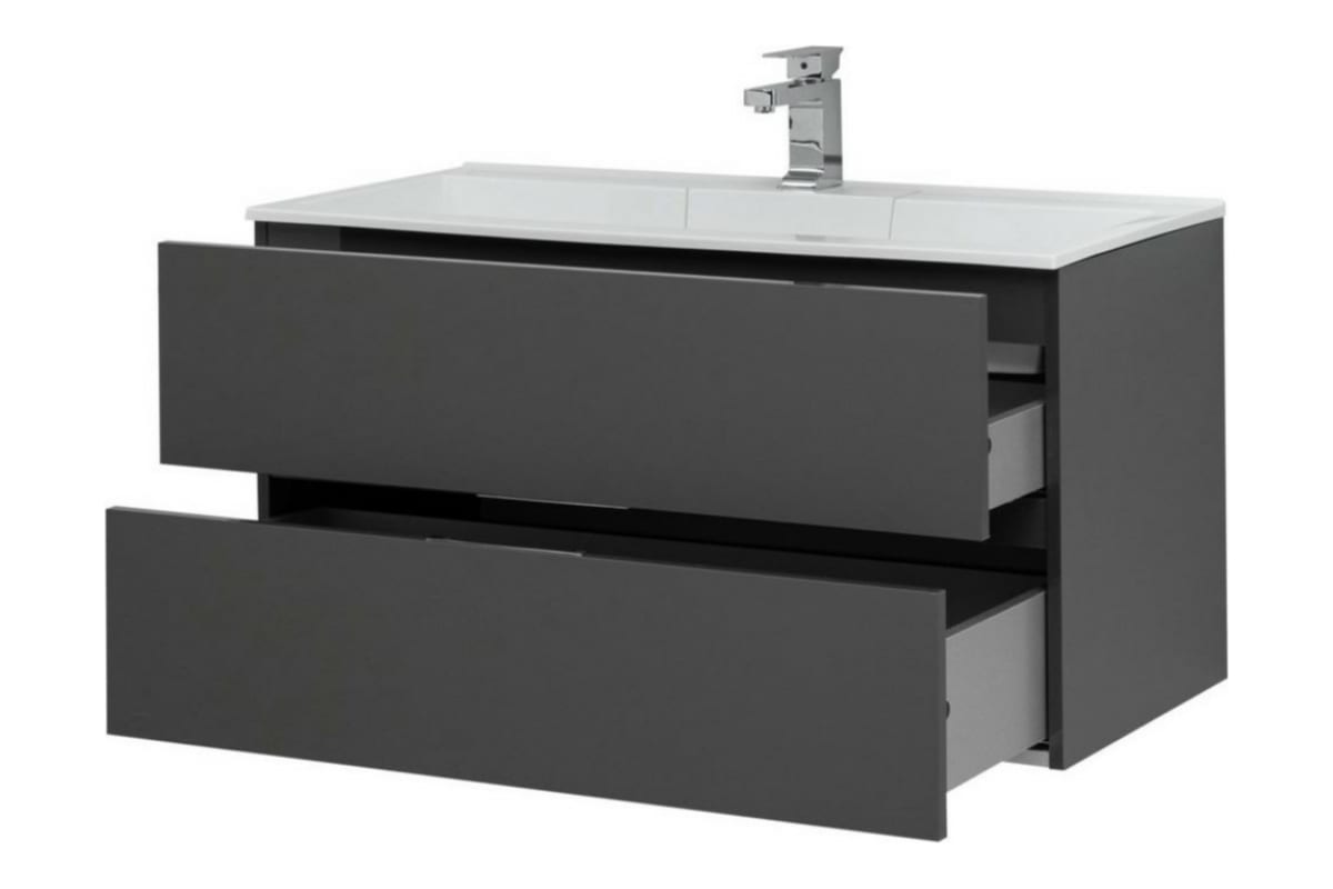 Приобрести aquanet тумба с раковиной алвита 100 см, серый антрацит