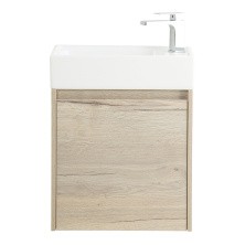 BelBagno Тумба с раковиной KRAFT MINI 50 см, подвесная Rovere Galifax Bianco правосторонняя, белая раковина