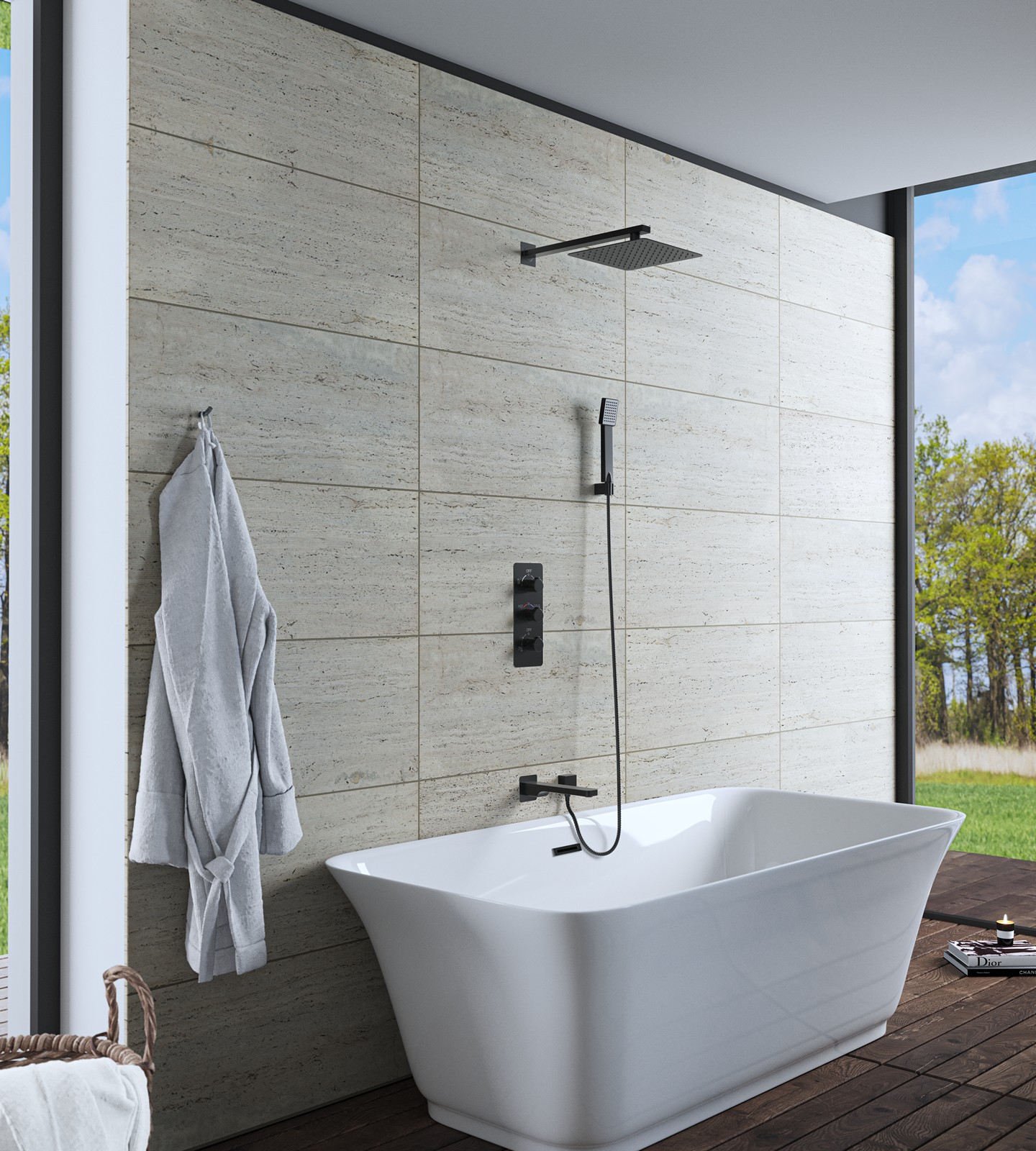 Приобрести душевая система встроенная с термостатом timo petruma sx-5149/03sm черный