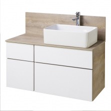 Акватон Тумба со столешницей Мишель 100 см, дуб эндгрейн, белый