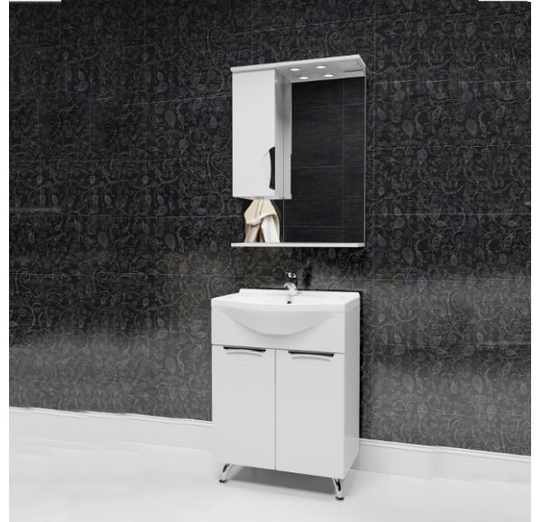 Приобрести mirsant зеркало шкаф камилла 60 см, с подсветкой, белый, левый ут000004931