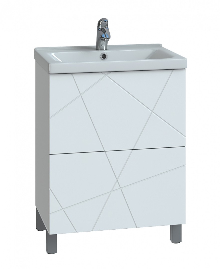 Приобрести vigo тумба с раковиной geometry 50см, 2 ящика, напольная, белая tn.geo.fos.50.2y