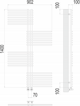 Приобрести terminus полотенцесушитель европа п28 7х140 см, водяной, хром