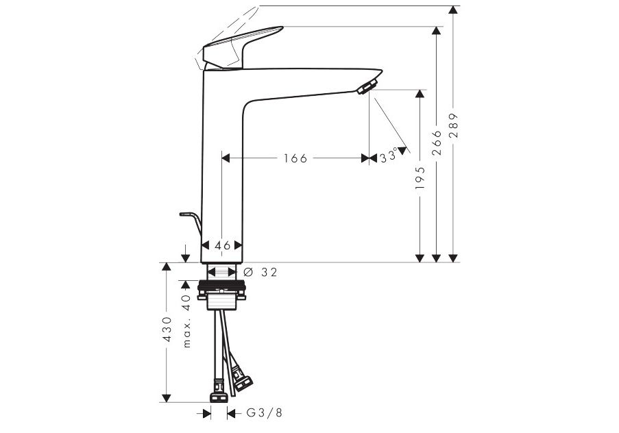 Приобрести 71090000 logis смеситель для раковины 190, однорычажный, с донным клапаном
