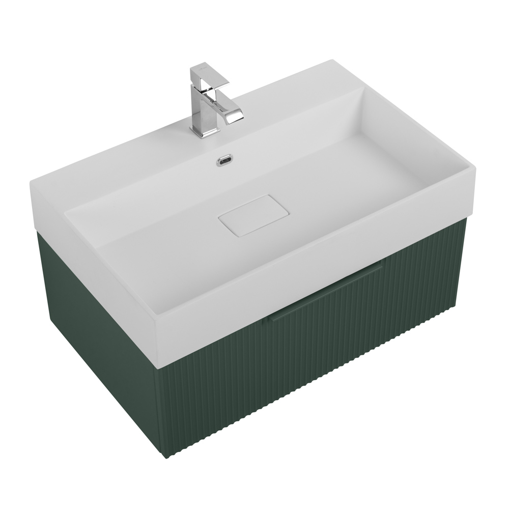 Приобрести cezares тумба подвесная с раковиной premium 70 см plisse verde opaco, серая 55420