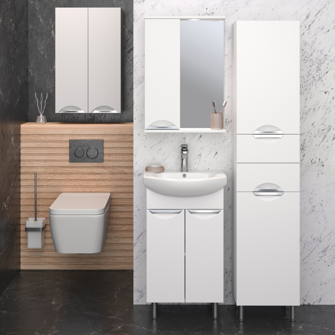 Приобрести aqua de marco зеркало-шкаф eleganse 50 см, левое, белый\хром 1050cele/l