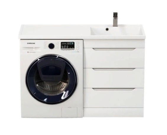 Приобрести mirsant тумба напольная soho quadro с раковиной столешницей fly 2 120 см под стиральную машину, правая ут000077619