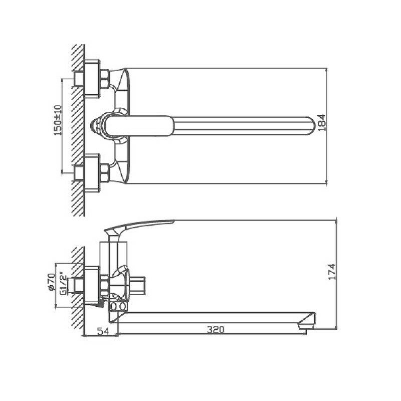 Приобрести haiba смеситель для ванны 254мм, хром hb-22616