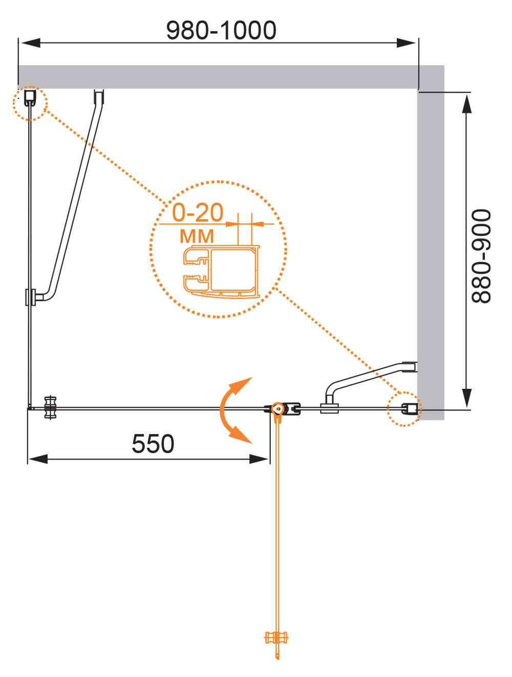Приобрести cezares душевое ограждение elena 100х90 см, хром elena-w-ah-1-100/90-p-cr-r