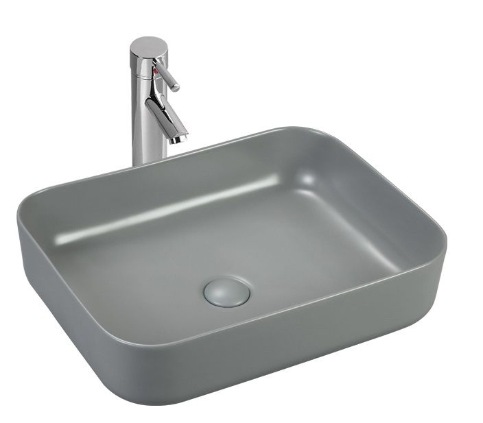 Приобрести sintesi раковина накладная 500х400 мм, серая матовая, без отверстия под смеситель lvb-app-409gm