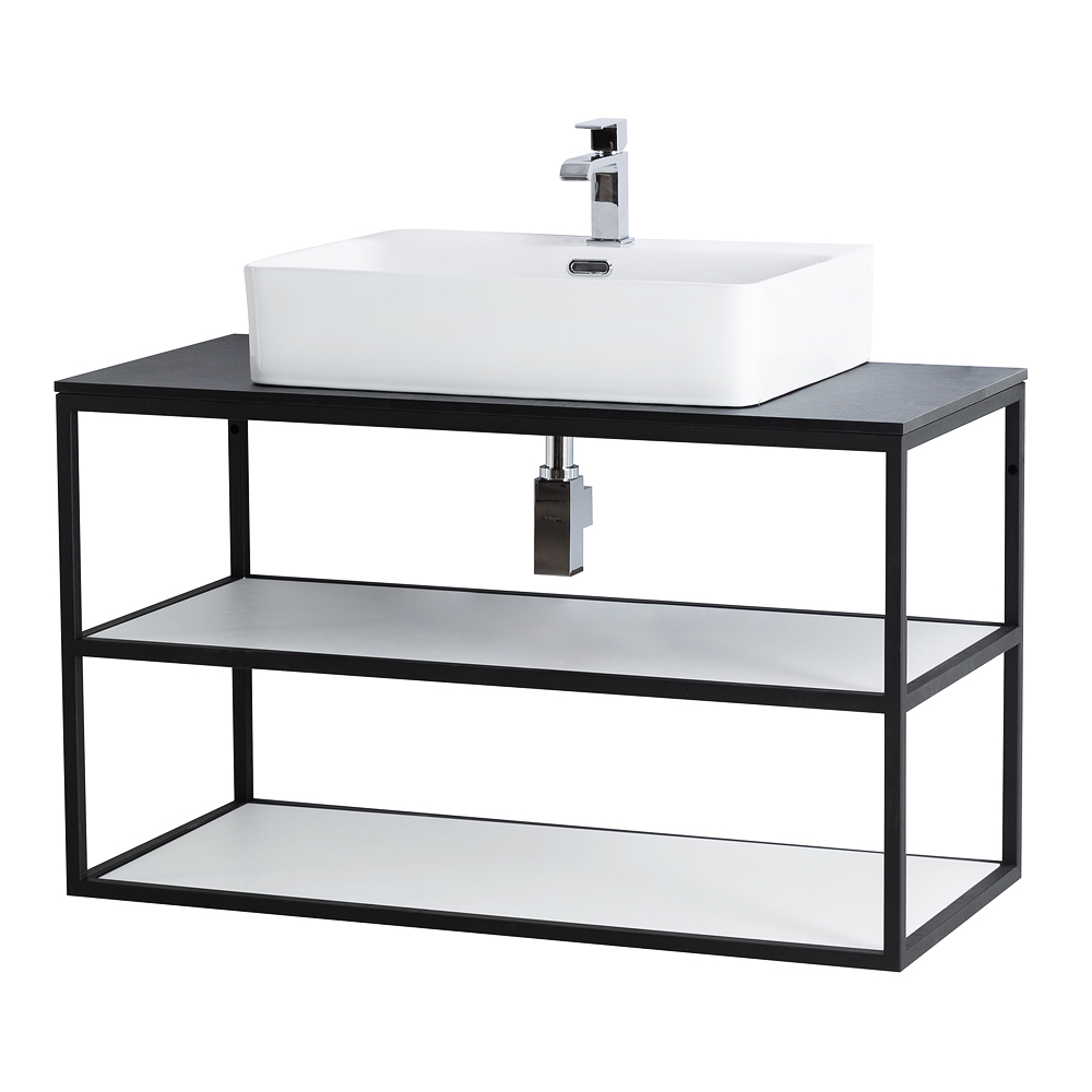 Приобрести cezares тумба подвесная с раковиной cadro 100 см см, двухярусная nero, черная cadro-100/46/58-2c-so-met-st