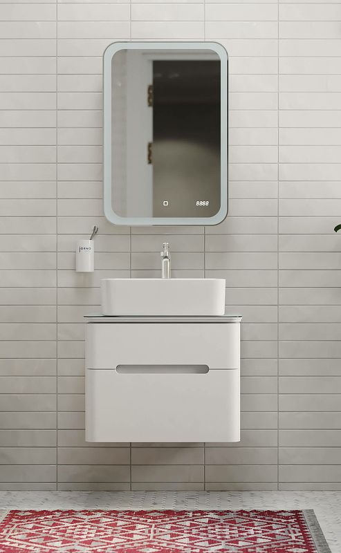 Приобрести jorno зеркало шкаф bosko 50 см, с подсветкой, часы, белое