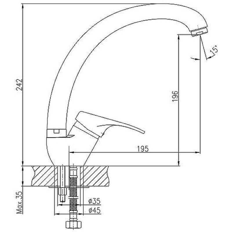 Приобрести haiba смеситель для кухни 242 мм, хром hb-4113