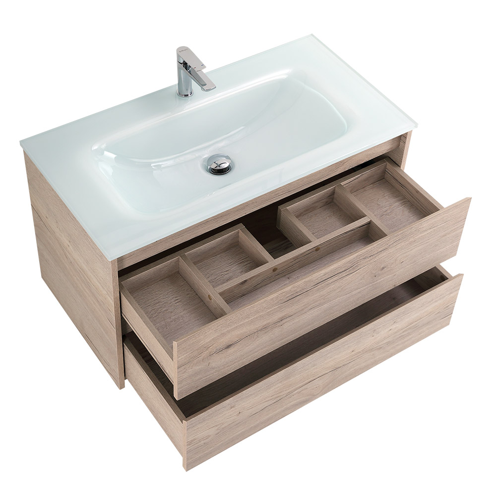 Приобрести belbagno тумба с раковиной kraft 100 см, подвесная rovere galifax bianco, стеклянная раковина