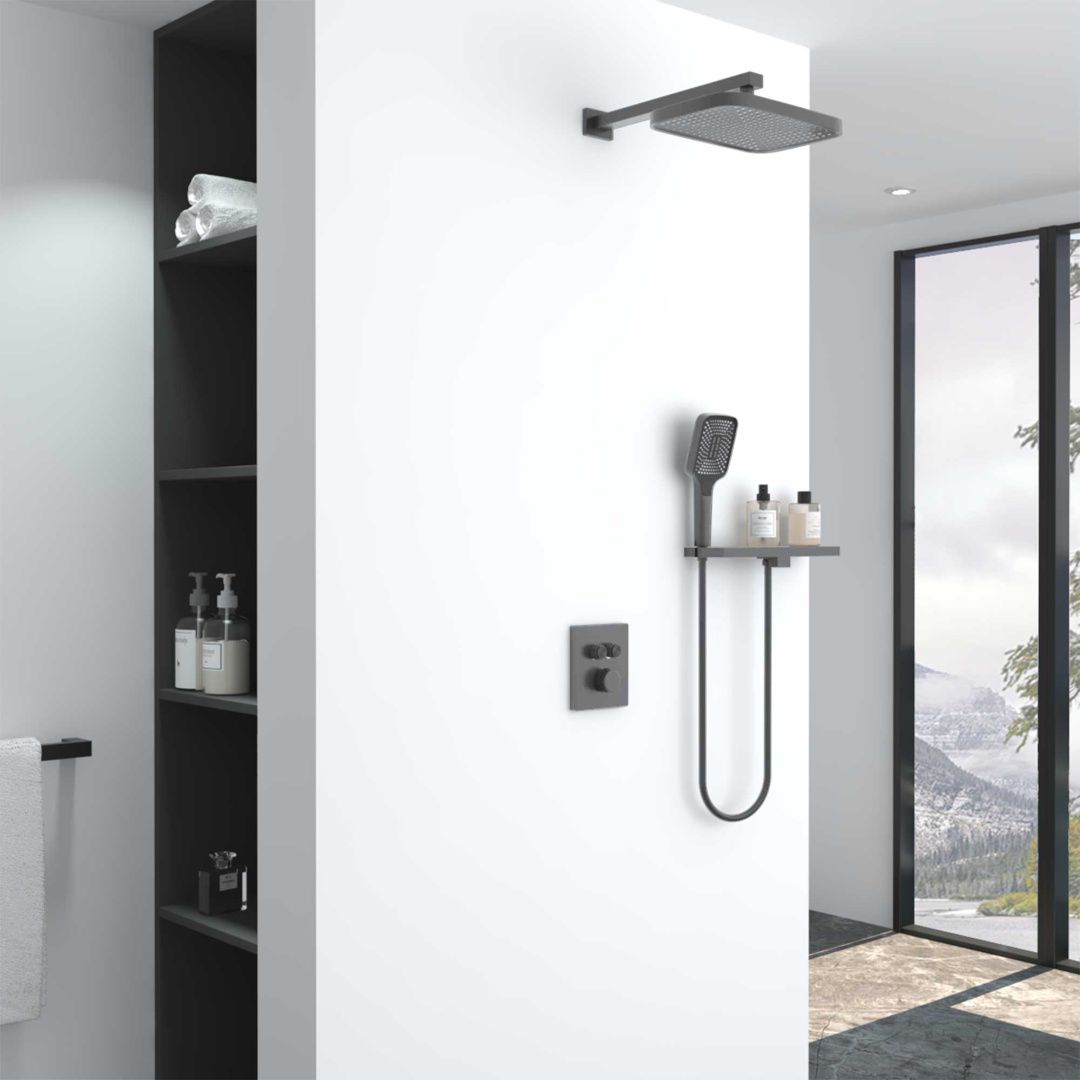 Приобрести vincea встраиваемая душевая система с термостатом, оружейная сталь vsfw-321mt1rgm