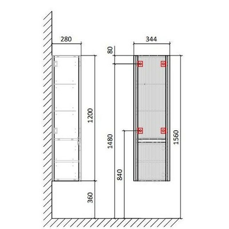 Приобрести jorno пенал подвесной lumino 33 см, антрацит