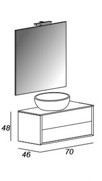 Приобрести cezares тумба подвесная с раковиной bellagio 70х48см, светлое дерево