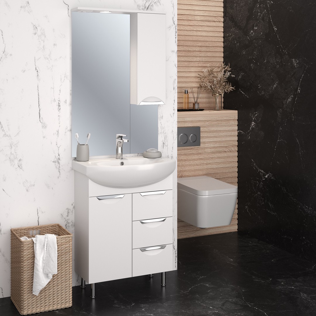 Приобрести aqua de marco зеркало-шкаф eleganse 65 см, правое, белый\хром 1065cele/r