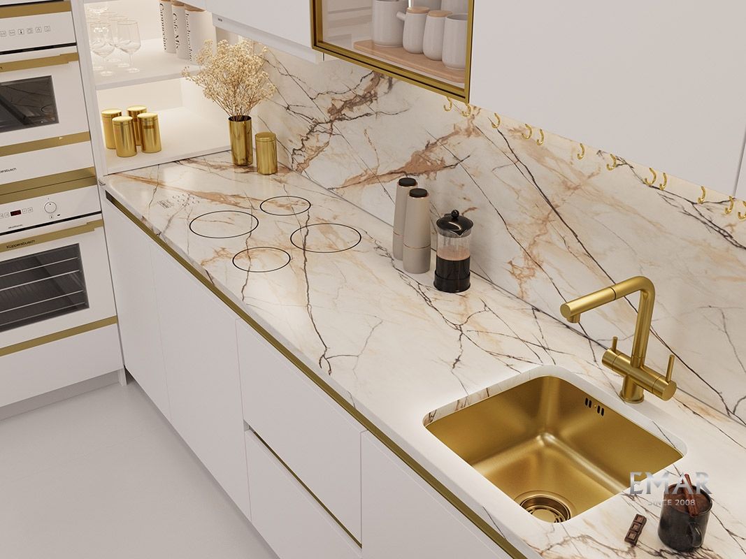 Приобрести emar кухонная мойка 44х44 см, золото emb-127a pvd emb-128a pvd nano golden