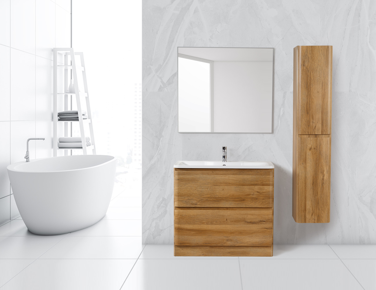 Приобрести belbagno тумба с раковиной albano 100 см, напольная rovere rustico, белая раковина